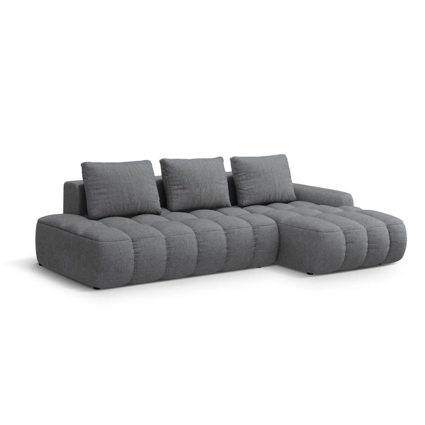 Linz 3-Sitzer Ecksofa mit Schlaffunktion, Rechte Seite, aus Strukturierter Stoff in Grau (Sorella 89), 275x142 cm von Cosmopolitan Design – Bild 4