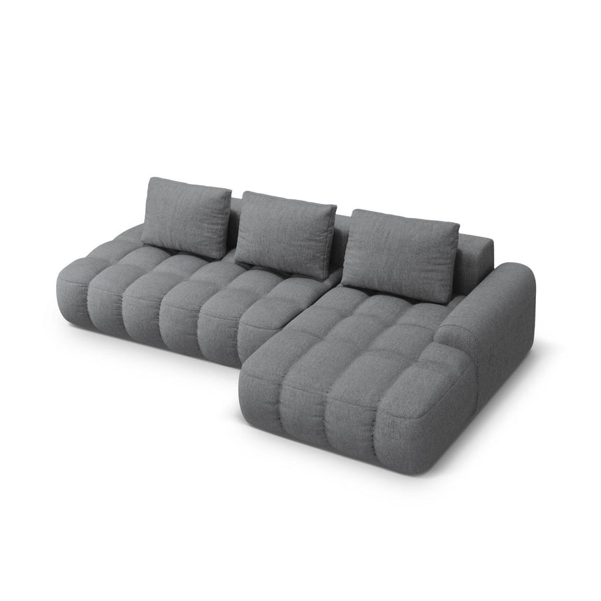 Linz 3-Sitzer Ecksofa mit Schlaffunktion, Rechte Seite, aus Strukturierter Stoff in Grau (Sorella 89), 275x142 cm von Cosmopolitan Design – Bild 5