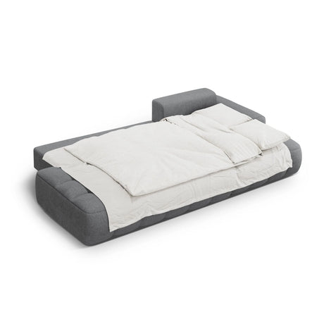 Linz 3-Sitzer Ecksofa mit Schlaffunktion, Rechte Seite, aus Strukturierter Stoff in Grau (Sorella 89), 275x142 cm von Cosmopolitan Design – Bild 6