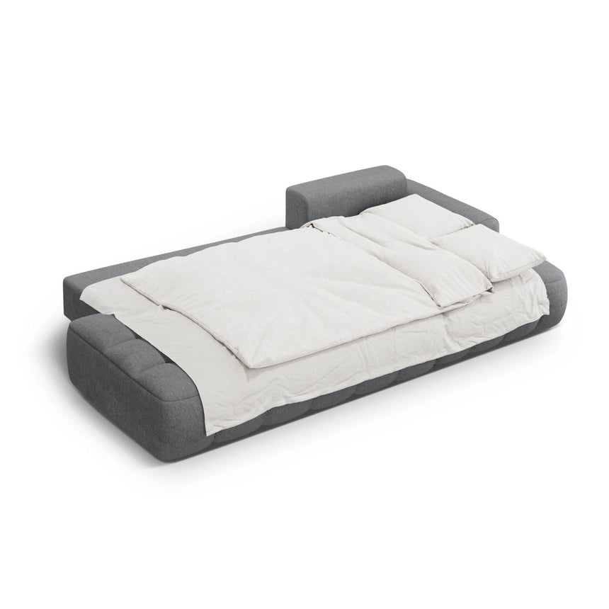 Linz 3-Sitzer Ecksofa mit Schlaffunktion, Rechte Seite, aus Strukturierter Stoff in Grau (Sorella 89), 275x142 cm von Cosmopolitan Design – Bild 6
