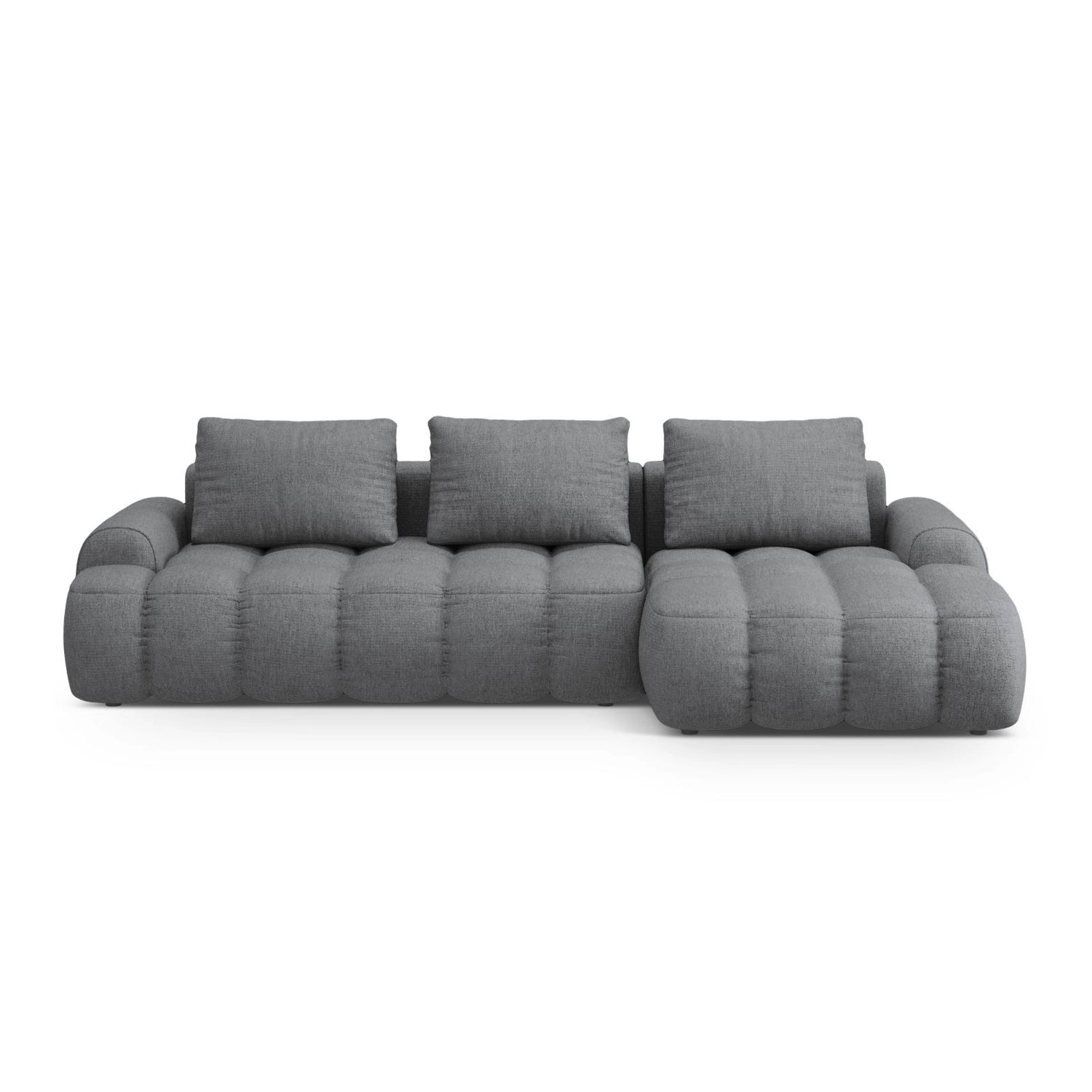 Linz 3-Sitzer Ecksofa mit Schlaffunktion, Rechte Seite, aus Strukturierter Stoff in Grau (Sorella 89), 275x142 cm von Cosmopolitan Design – Bild 1