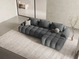 Linz 3-Sitzer Ecksofa mit Schlaffunktion, Rechte Seite, aus Strukturierter Stoff in Grau (Sorella 89), 275x142 cm von Cosmopolitan Design – Bild 2