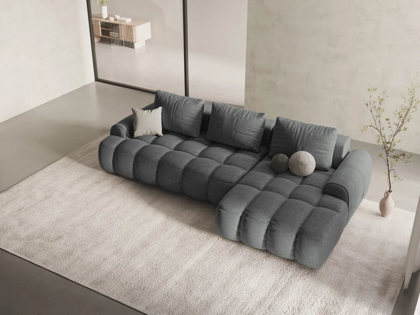 Linz 3-Sitzer Ecksofa mit Schlaffunktion, Rechte Seite, aus Strukturierter Stoff in Grau (Sorella 89), 275x142 cm von Cosmopolitan Design – Bild 2