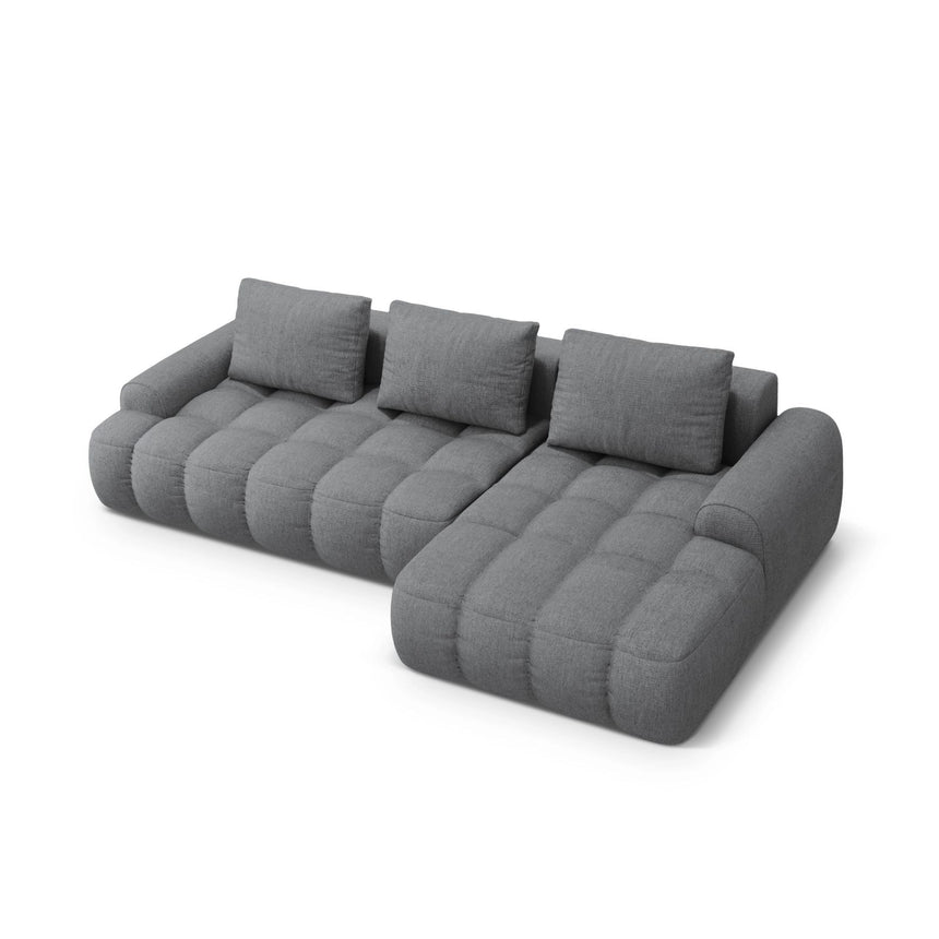 Linz 3-Sitzer Ecksofa mit Schlaffunktion, Rechte Seite, aus Strukturierter Stoff in Grau (Sorella 89), 275x142 cm von Cosmopolitan Design – Bild 5