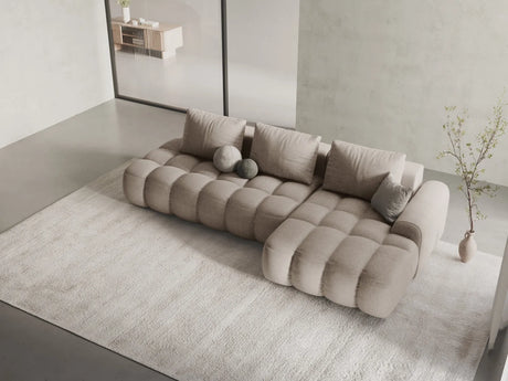 Linz 3-Sitzer Ecksofa mit Schlaffunktion, Rechte Seite, aus Strukturierter Stoff in Sand (Sorella 05), 275x142 cm von Cosmopolitan Design – Bild 2