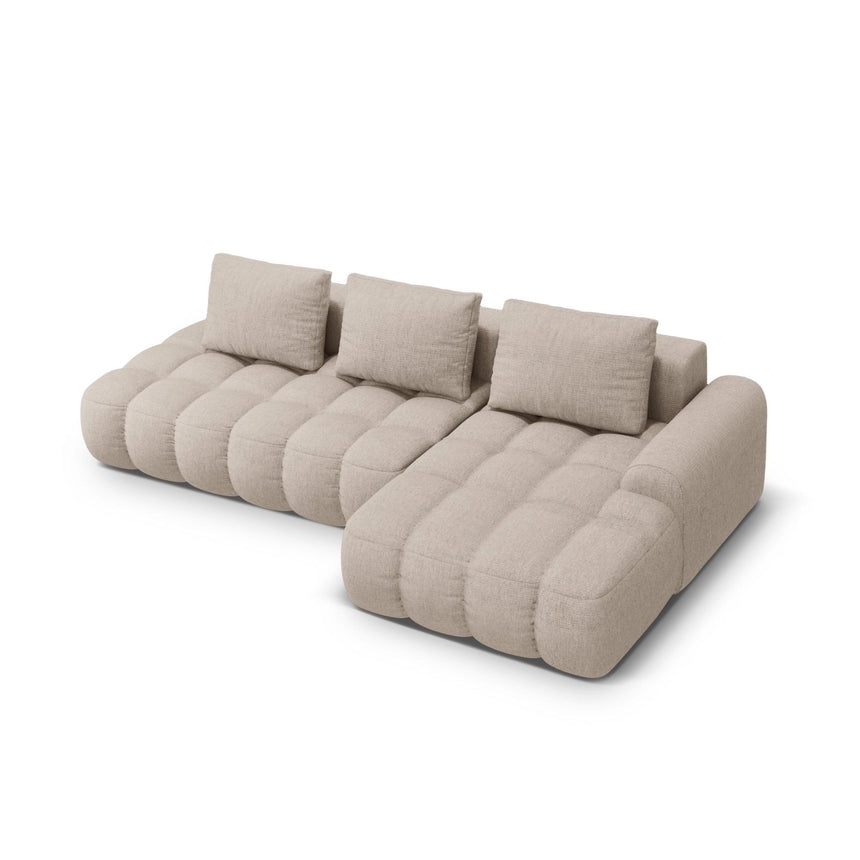 Linz 3-Sitzer Ecksofa mit Schlaffunktion, Rechte Seite, aus Strukturierter Stoff in Sand (Sorella 05), 275x142 cm von Cosmopolitan Design – Bild 5