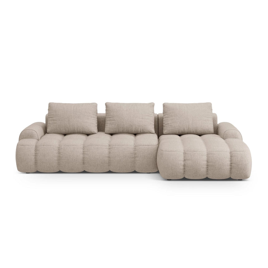 Linz 3-Sitzer Ecksofa mit Schlaffunktion, Rechte Seite, aus Strukturierter Stoff in Sand (Sorella 05), 275x142 cm von Cosmopolitan Design – Bild 1