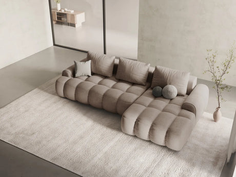 Linz 3-Sitzer Ecksofa mit Schlaffunktion, Rechte Seite, aus Strukturierter Stoff in Sand (Sorella 05), 275x142 cm von Cosmopolitan Design – Bild 2