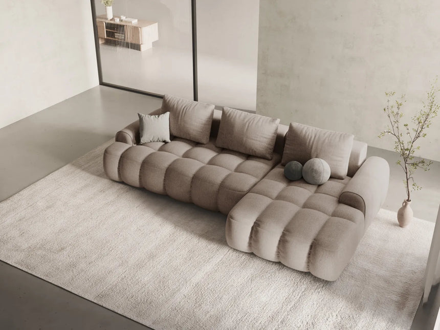 Linz 3-Sitzer Ecksofa mit Schlaffunktion, Rechte Seite, aus Strukturierter Stoff in Sand (Sorella 05), 275x142 cm von Cosmopolitan Design – Bild 2