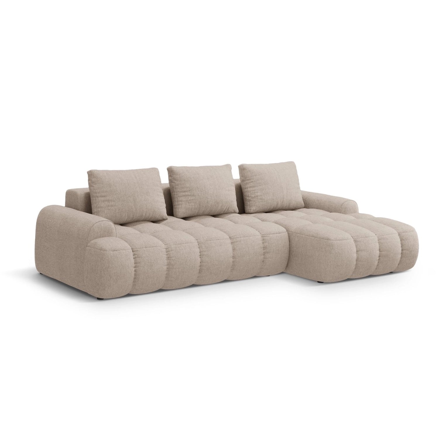 Linz 3-Sitzer Ecksofa mit Schlaffunktion, Rechte Seite, aus Strukturierter Stoff in Sand (Sorella 05), 275x142 cm von Cosmopolitan Design – Bild 4