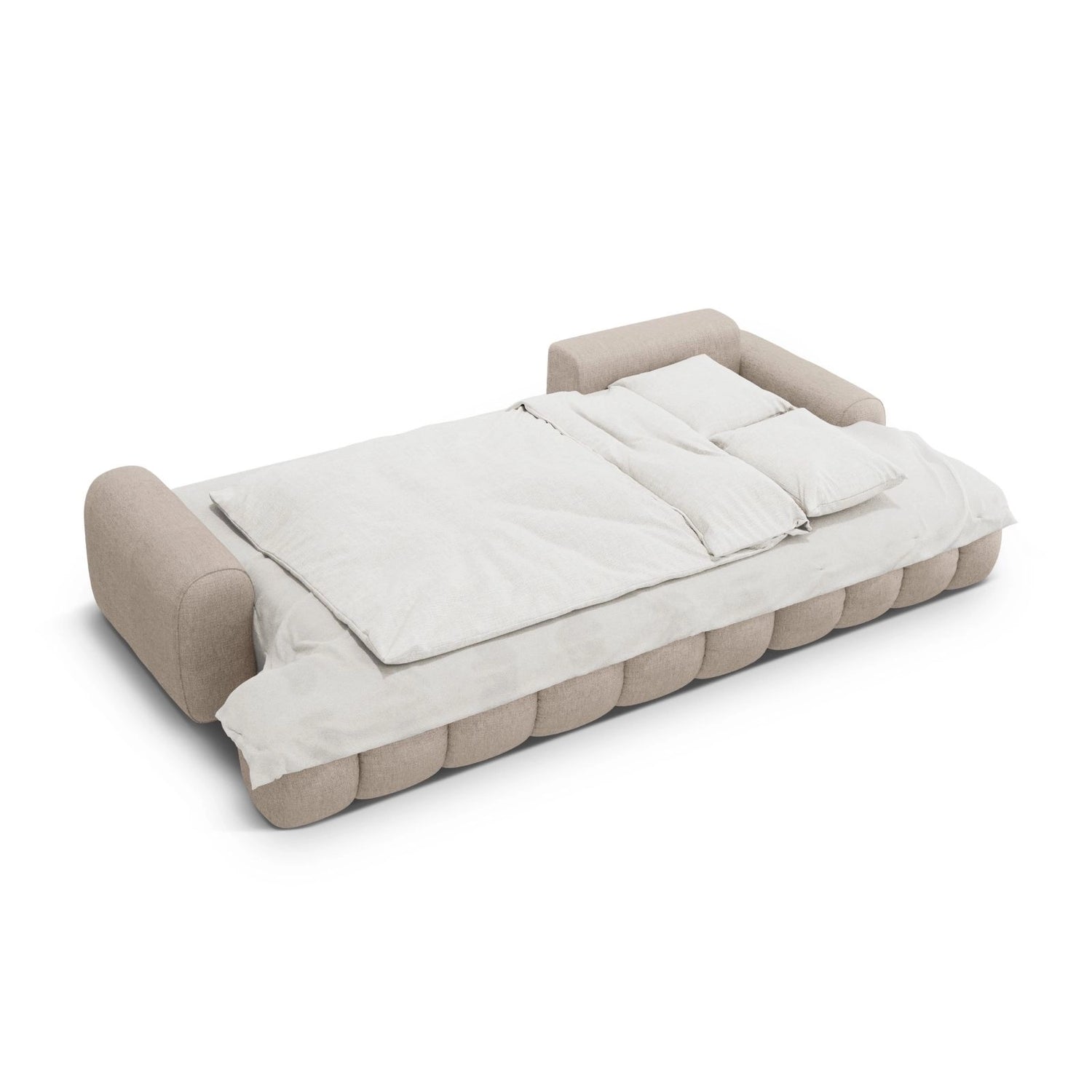Linz 3-Sitzer Ecksofa mit Schlaffunktion, Rechte Seite, aus Strukturierter Stoff in Sand (Sorella 05), 275x142 cm von Cosmopolitan Design – Bild 6