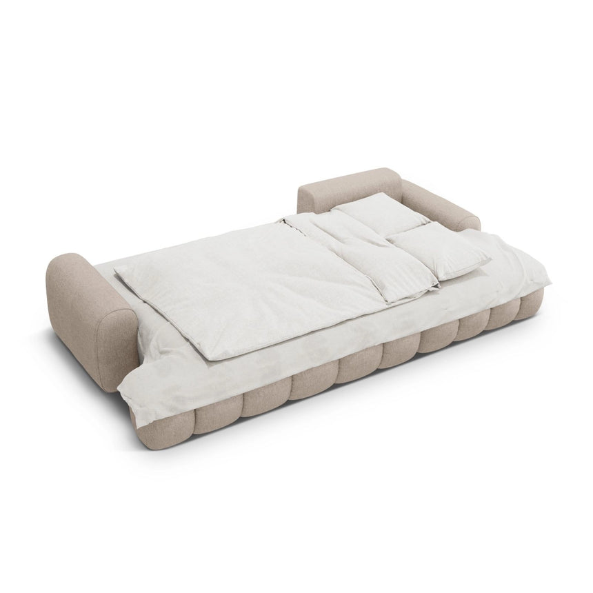 Linz 3-Sitzer Ecksofa mit Schlaffunktion, Rechte Seite, aus Strukturierter Stoff in Sand (Sorella 05), 275x142 cm von Cosmopolitan Design – Bild 6