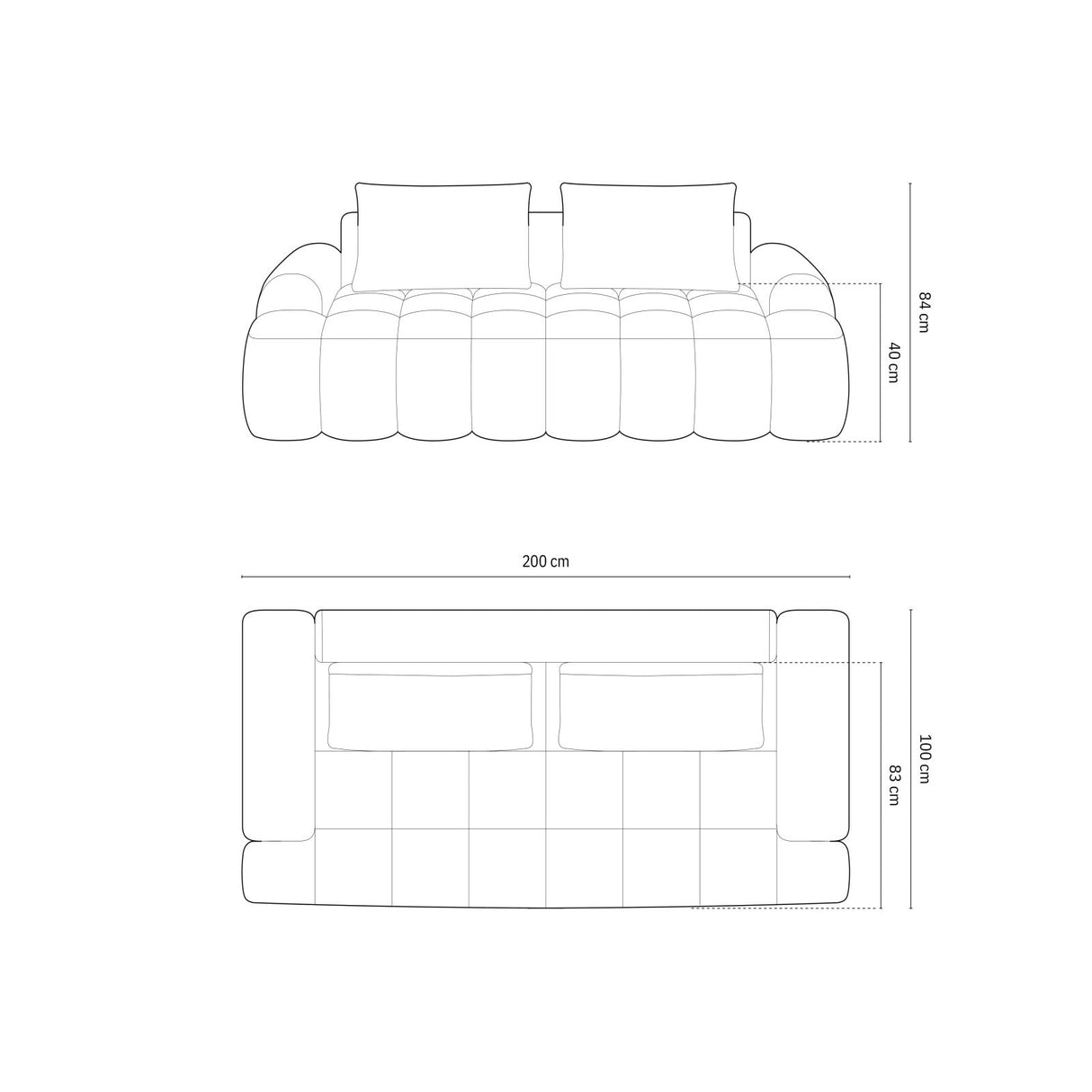 Linz 3-Sitzer Sofa aus Samt oder Strukturstoff, 200x100x84 cm von Cosmopolitan Design – Bild 3