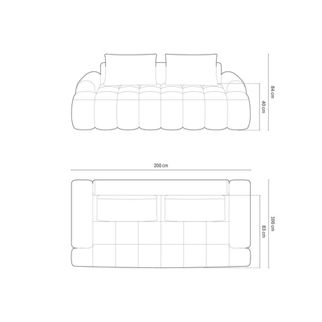 Linz 3-Sitzer Sofa aus Strukturierter Stoff in Dunkelblau (Sorella 77), 200x100x84 cm von Cosmopolitan Design – Bild 3