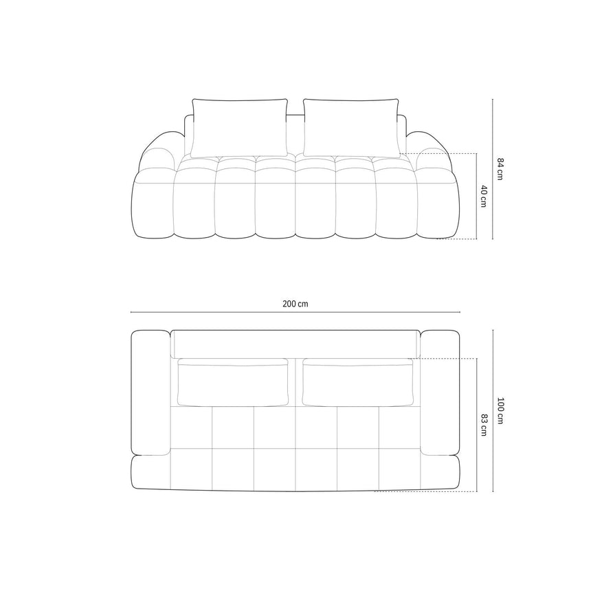 Linz 3-Sitzer Sofa aus Strukturierter Stoff in Sand (Sorella 05), 200x100x84 cm von Cosmopolitan Design – Bild 3