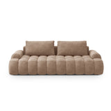 Linz 4-Sitzer Sofa mit Schlaffunktion und Stauraum, aus Samt in Dunkelbeige (Vogue 3), 250x100x84 cm von Cosmopolitan Design – Bild 1