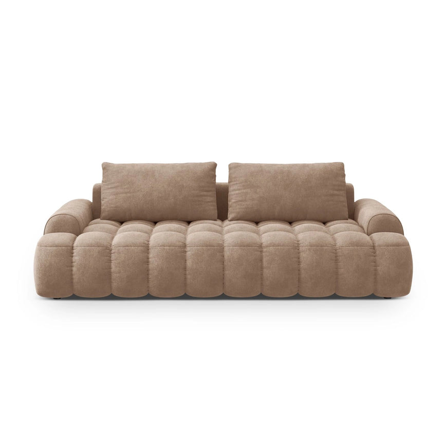 Linz 4-Sitzer Sofa mit Schlaffunktion und Stauraum, aus Samt in Dunkelbeige (Vogue 3), 250x100x84 cm von Cosmopolitan Design – Bild 1