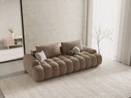 Linz 4-Sitzer Sofa mit Schlaffunktion und Stauraum, aus Samt in Dunkelbeige (Vogue 3), 250x100x84 cm von Cosmopolitan Design – Bild 2