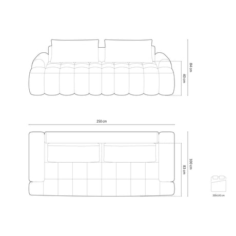 Linz 4-Sitzer Sofa mit Schlaffunktion und Stauraum, aus Samt in Dunkelbeige (Vogue 3), 250x100x84 cm von Cosmopolitan Design – Bild 3