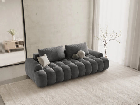 Linz 4-Sitzer Sofa mit Schlaffunktion und Stauraum, aus Samt in Grau (Vogue 15), 250x100x84 cm von Cosmopolitan Design – Bild 2