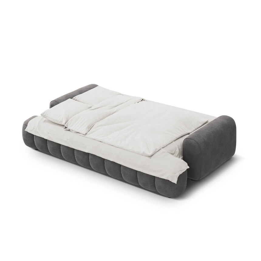 Linz 4-Sitzer Sofa mit Schlaffunktion und Stauraum, aus Samt in Grau (Vogue 15), 250x100x84 cm von Cosmopolitan Design – Bild 5