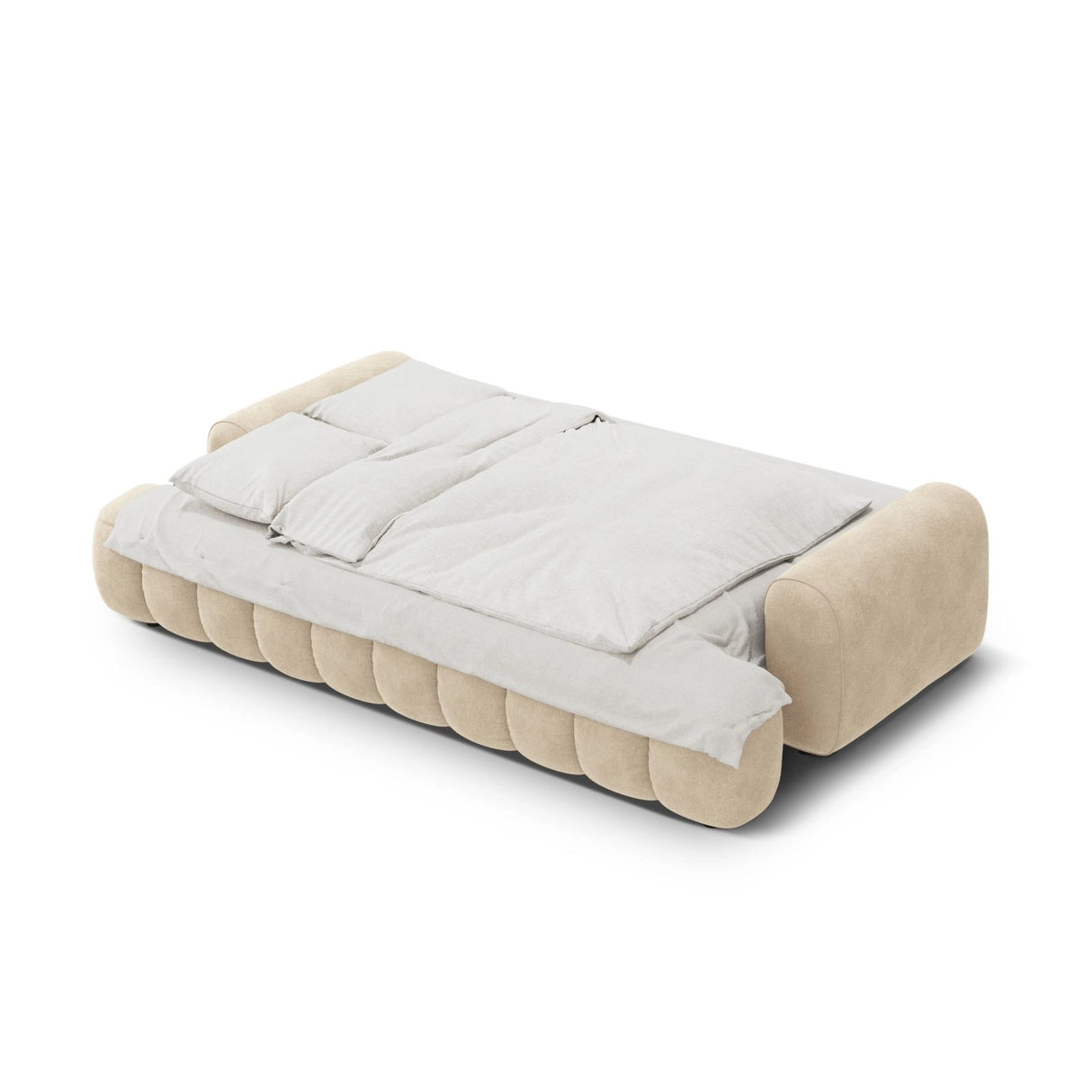 Linz 4-Sitzer Sofa mit Schlaffunktion und Stauraum, aus Samt oder Strukturstoff, 250x100x84 cm von Cosmopolitan Design – Bild 5