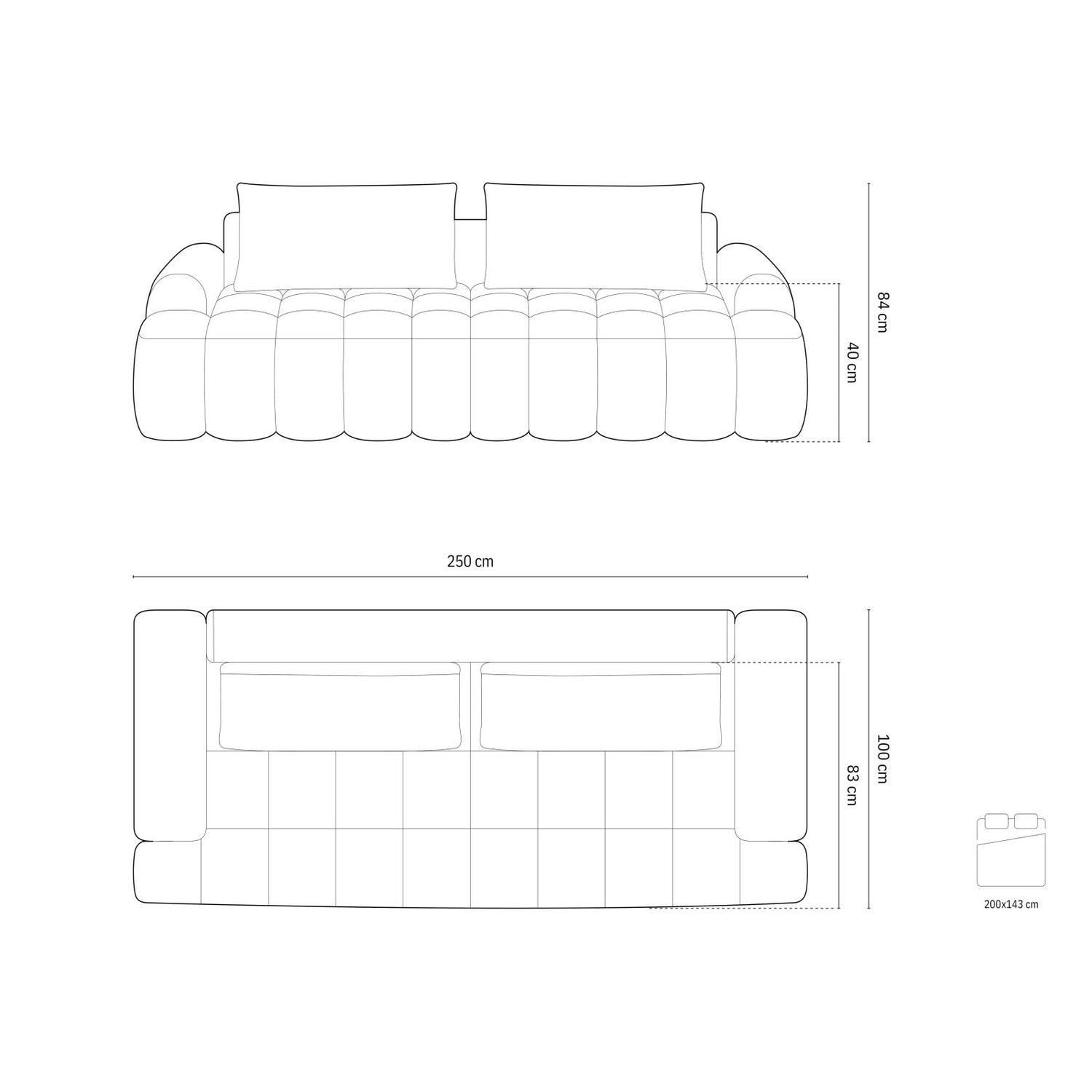 Linz 4-Sitzer Sofa mit Schlaffunktion und Stauraum, aus Strukturierter Stoff in Sand (Sorella 05), 250x100x84 cm von Cosmopolitan Design – Bild 3