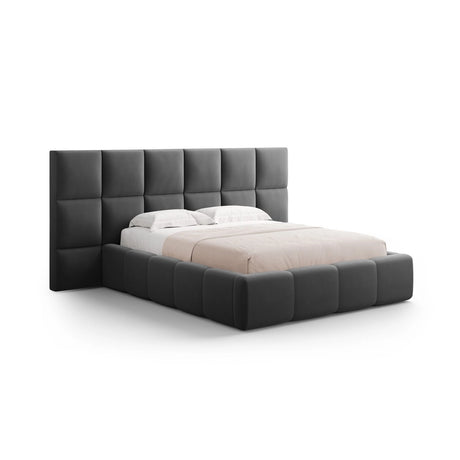 Livigno Bett mit Doppelkopfteil und Stauraum aus Samt in Grau (Bluvel 14), 160x200 cm von Cosmopolitan Design – Bild 1