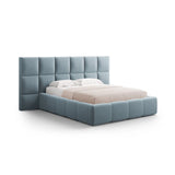 Livigno Bett mit Doppelkopfteil und Stauraum aus Samt in Hellblau (Bluvel 06), 160x200 cm von Cosmopolitan Design – Bild 1