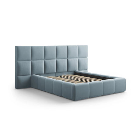 Livigno Bett mit Doppelkopfteil und Stauraum aus Samt in Hellblau (Bluvel 06), 160x200 cm von Cosmopolitan Design – Bild 2