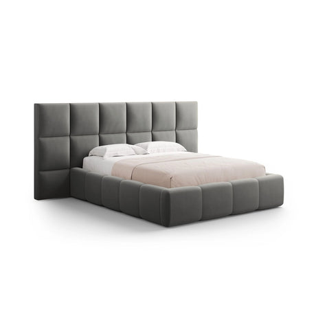 Livigno Bett mit Doppelkopfteil und Stauraum aus Samt in Hellgrau (Bluvel 13), 160x200 cm von Cosmopolitan Design – Bild 1