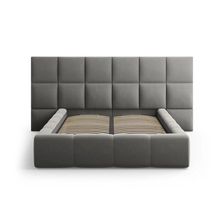 Livigno Bett mit Doppelkopfteil und Stauraum aus Samt in Hellgrau (Bluvel 13), 160x200 cm von Cosmopolitan Design – Bild 3