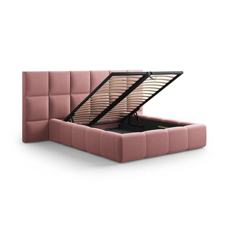 Livigno Bett mit Doppelkopfteil und Stauraum aus Samt in Rosa (Bluvel 52), 160x200 cm von Cosmopolitan Design – Bild 4