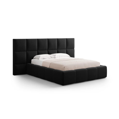 Livigno Bett mit Doppelkopfteil und Stauraum aus Samt in Schwarz (Bluvel 19), 160x200 cm von Cosmopolitan Design – Bild 1