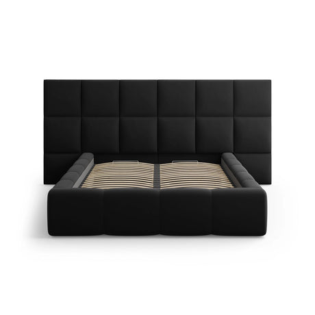 Livigno Bett mit Doppelkopfteil und Stauraum aus Samt in Schwarz (Bluvel 19), 160x200 cm von Cosmopolitan Design – Bild 3