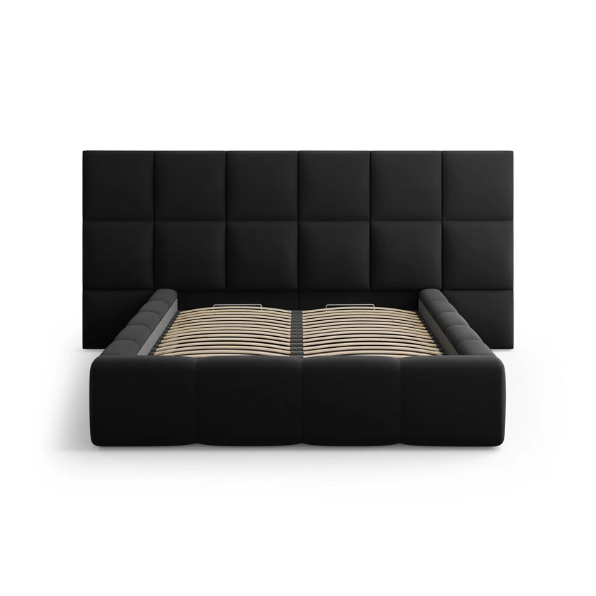 Livigno Bett mit Doppelkopfteil und Stauraum aus Samt in Schwarz (Bluvel 19), 160x200 cm von Cosmopolitan Design – Bild 3