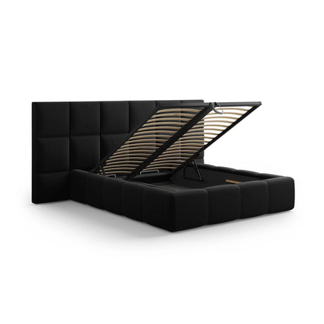 Livigno Bett mit Doppelkopfteil und Stauraum aus Samt in Schwarz (Bluvel 19), 160x200 cm von Cosmopolitan Design – Bild 4