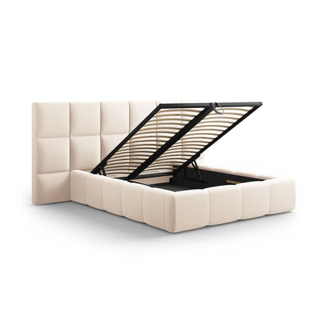 Livigno Bett mit Doppelkopfteil und Stauraum aus Samt oder Strukturstoff, 160x200 cm von Cosmopolitan Design – Bild 4