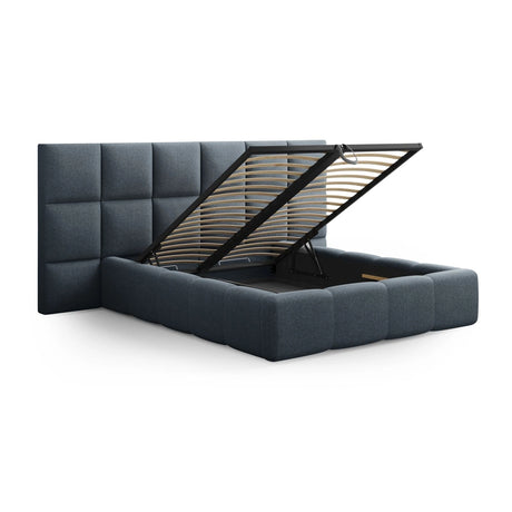 Livigno Bett mit Doppelkopfteil und Stauraum aus Strukturierter Stoff in Dunkelblau (Solid 79), 160x200 cm von Cosmopolitan Design – Bild 4