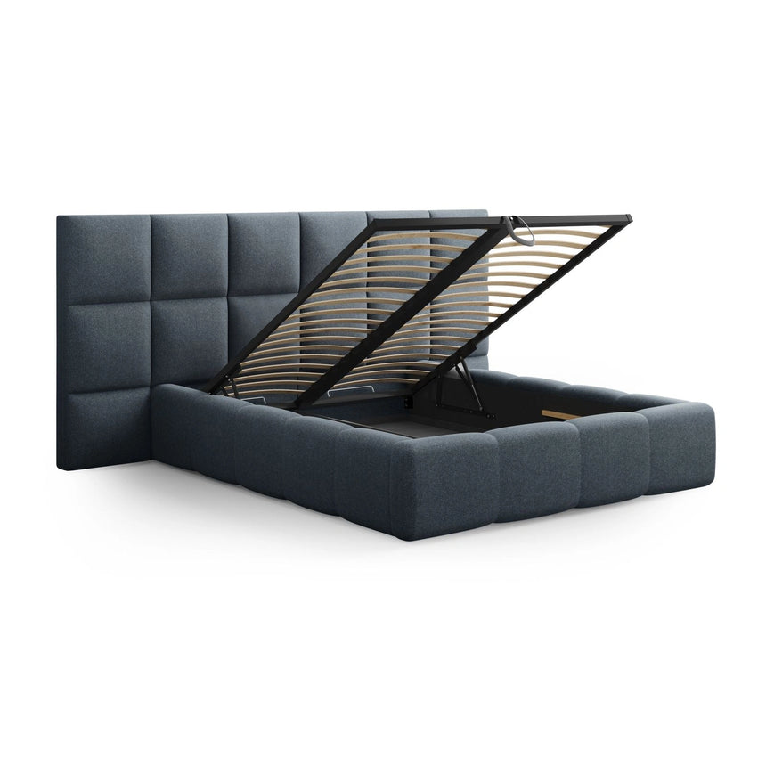 Livigno Bett mit Doppelkopfteil und Stauraum aus Strukturierter Stoff in Dunkelblau (Solid 79), 160x200 cm von Cosmopolitan Design – Bild 4