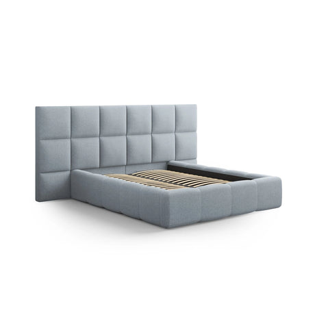 Livigno Bett mit Doppelkopfteil und Stauraum aus Strukturierter Stoff in Hellblau (Solid 73), 160x200 cm von Cosmopolitan Design – Bild 2