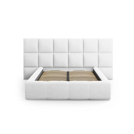 Livigno Bett mit Doppelkopfteil und Stauraum aus Strukturierter Stoff in Kaltes Hellgrau (Solid 80), 160x200 cm von Cosmopolitan Design – Bild 3