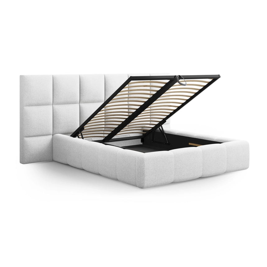 Livigno Bett mit Doppelkopfteil und Stauraum aus Strukturierter Stoff in Kaltes Hellgrau (Solid 80), 160x200 cm von Cosmopolitan Design – Bild 4