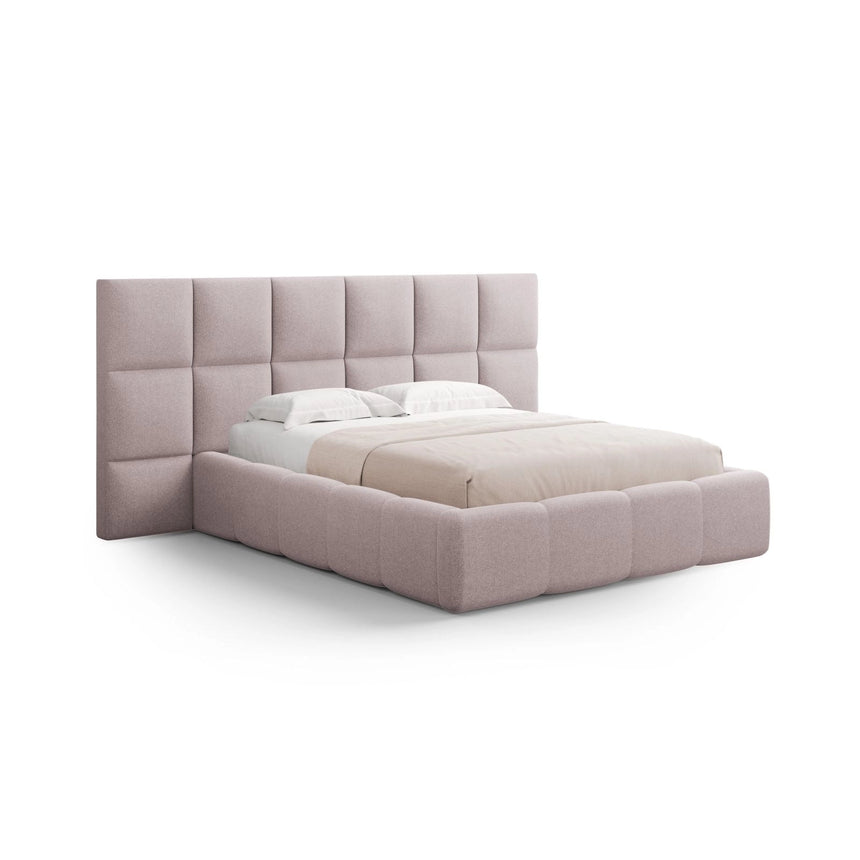 Livigno Bett mit Doppelkopfteil und Stauraum aus Strukturierter Stoff in Rosa (Solid 61), 160x200 cm von Cosmopolitan Design – Bild 1
