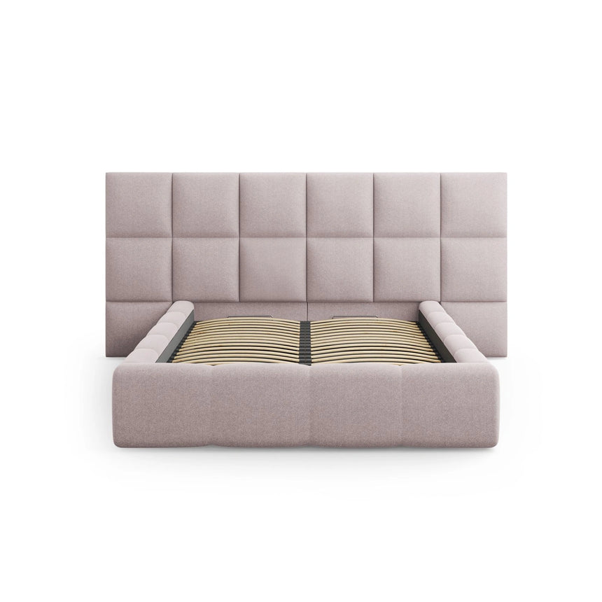 Livigno Bett mit Doppelkopfteil und Stauraum aus Strukturierter Stoff in Rosa (Solid 61), 160x200 cm von Cosmopolitan Design – Bild 3