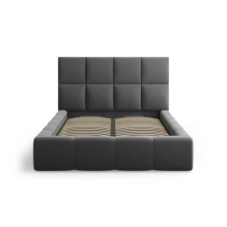 Livigno Bett mit Kopfteil und Stauraum aus Samt in Grau (Bluvel 14), 160x200 cm von Cosmopolitan Design – Bild 3