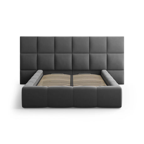 Livigno Bett mit Kopfteil und Stauraum aus Samt in Grau (Bluvel 14), 180x200 cm von Cosmopolitan Design – Bild 3