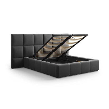 Livigno Bett mit Kopfteil und Stauraum aus Samt in Grau (Bluvel 14), 180x200 cm von Cosmopolitan Design – Bild 4