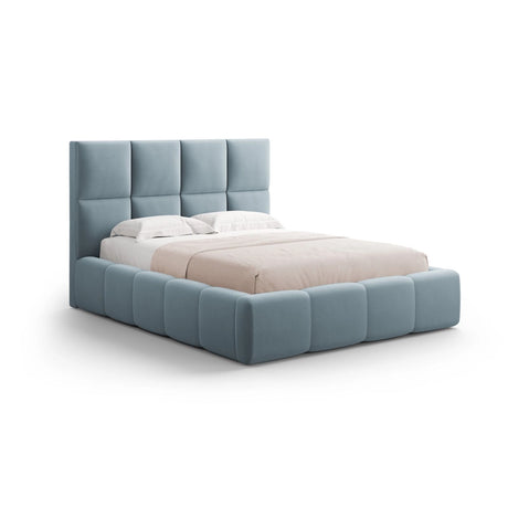 Livigno Bett mit Kopfteil und Stauraum aus Samt in Hellblau (Bluvel 06), 160x200 cm von Cosmopolitan Design – Bild 1