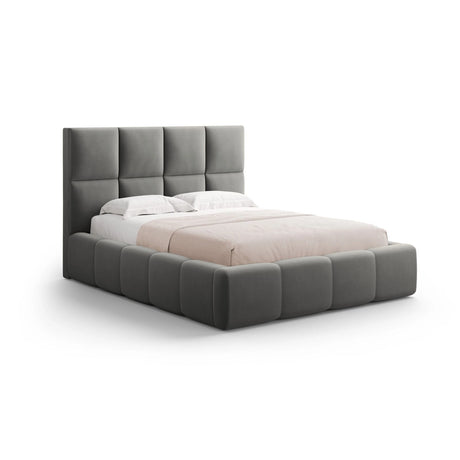 Livigno Bett mit Kopfteil und Stauraum aus Samt in Hellgrau (Bluvel 13), 160x200 cm von Cosmopolitan Design – Bild 1
